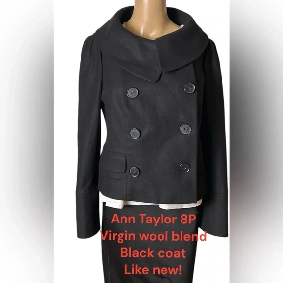 Ann Taylor Black Pea Coat - Picture 1 of 14